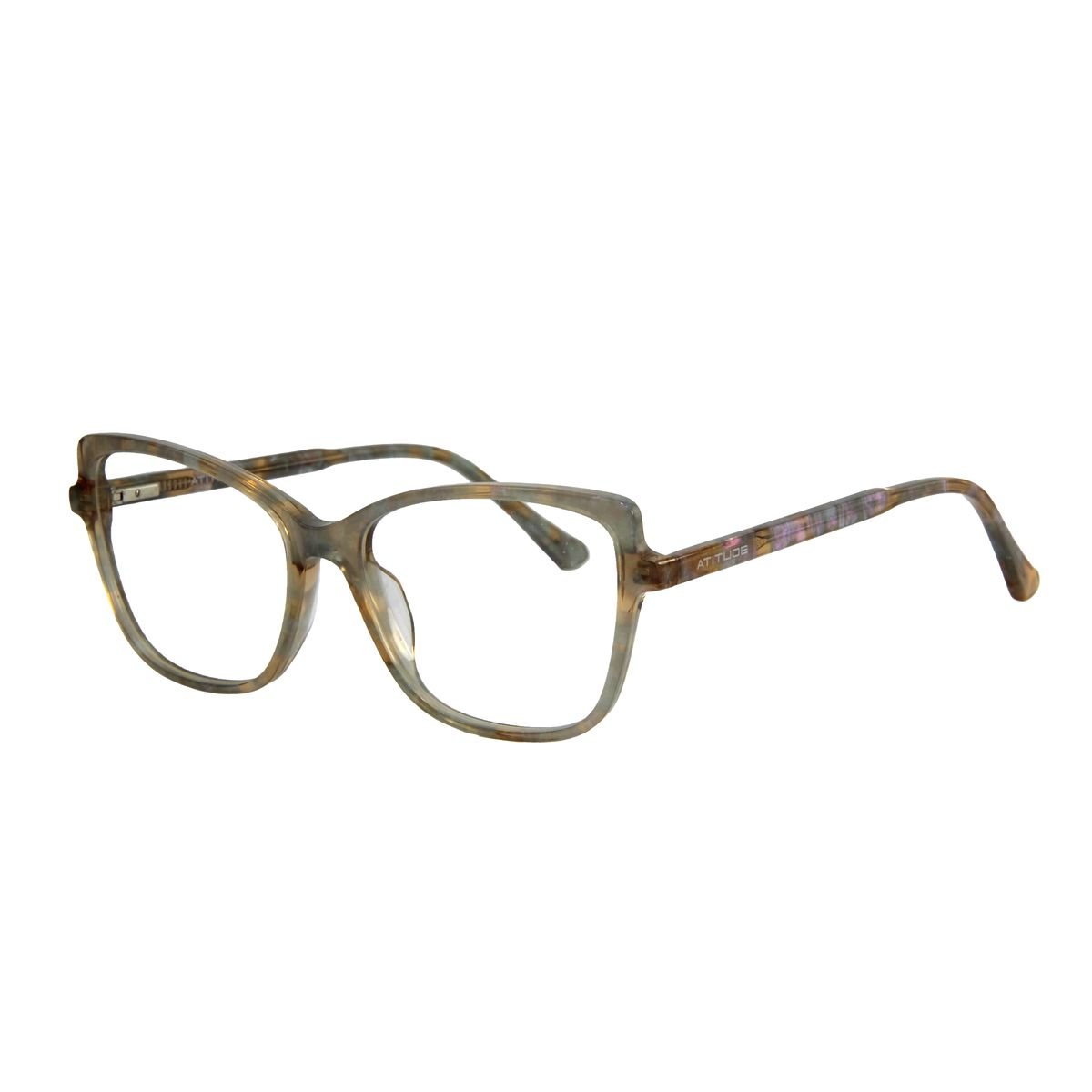 Armacao De Oculos Atitude At7148 G01 Verde Translucido Marmorizado