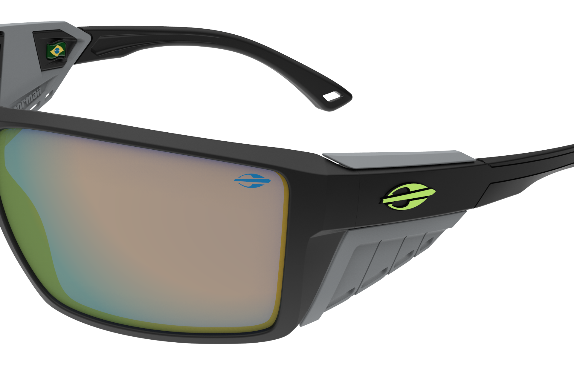 Oculos Solar Mormaii Side Shield S M0164abq96 Preto Fosco Lente Dourado Espelhada Preto 3