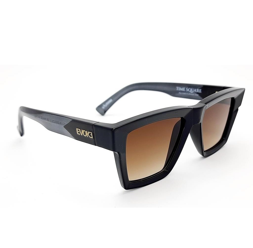 Oculos Solar Evoke Time Square A02 Preto Brilho Lente Marrom Degrade