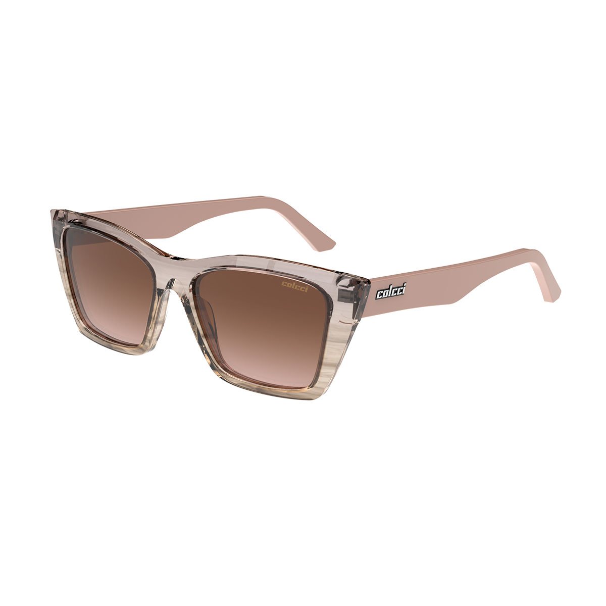 Oculos Solar Colcci Nanda C0264ba1a6 Nude Translucido Riscado Lente Marrom Degrade