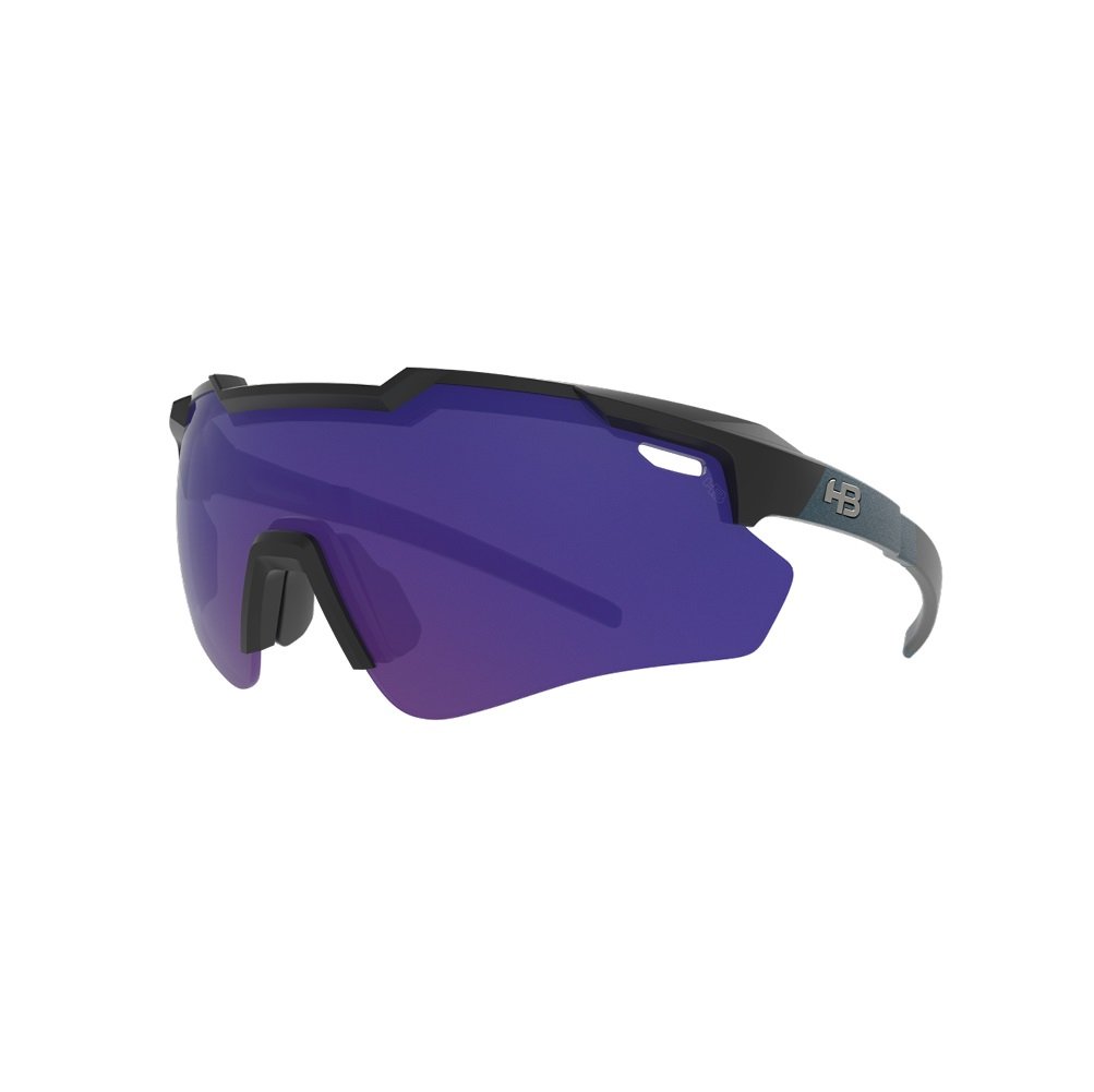 Oculos Solar Hb Shield Evo 2.0 10104120757024 Preto Fosco Lente Azul Espelhada Roxo 1