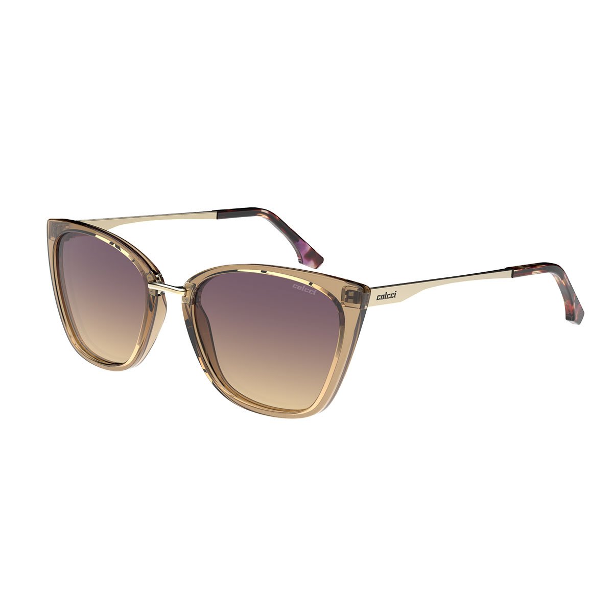 Oculos Solar Colcci Aretha Y Sun C0270j08a7 Marrom Translucido Lente Roxo Degrade