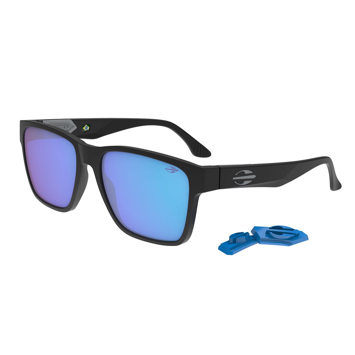 Oculos Solar Mormaii Hong Kong M0176a1497 Preto Fosco Lente Azul Espelhada Preto 1