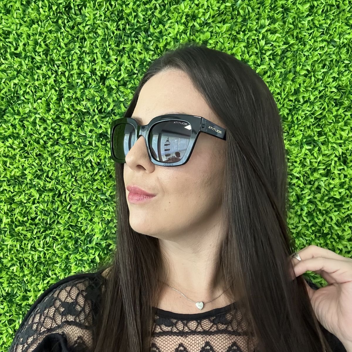 Oculos Solar Atitude At8225 A01 Preto Brilho Lente Cinza Degrade Preto 6