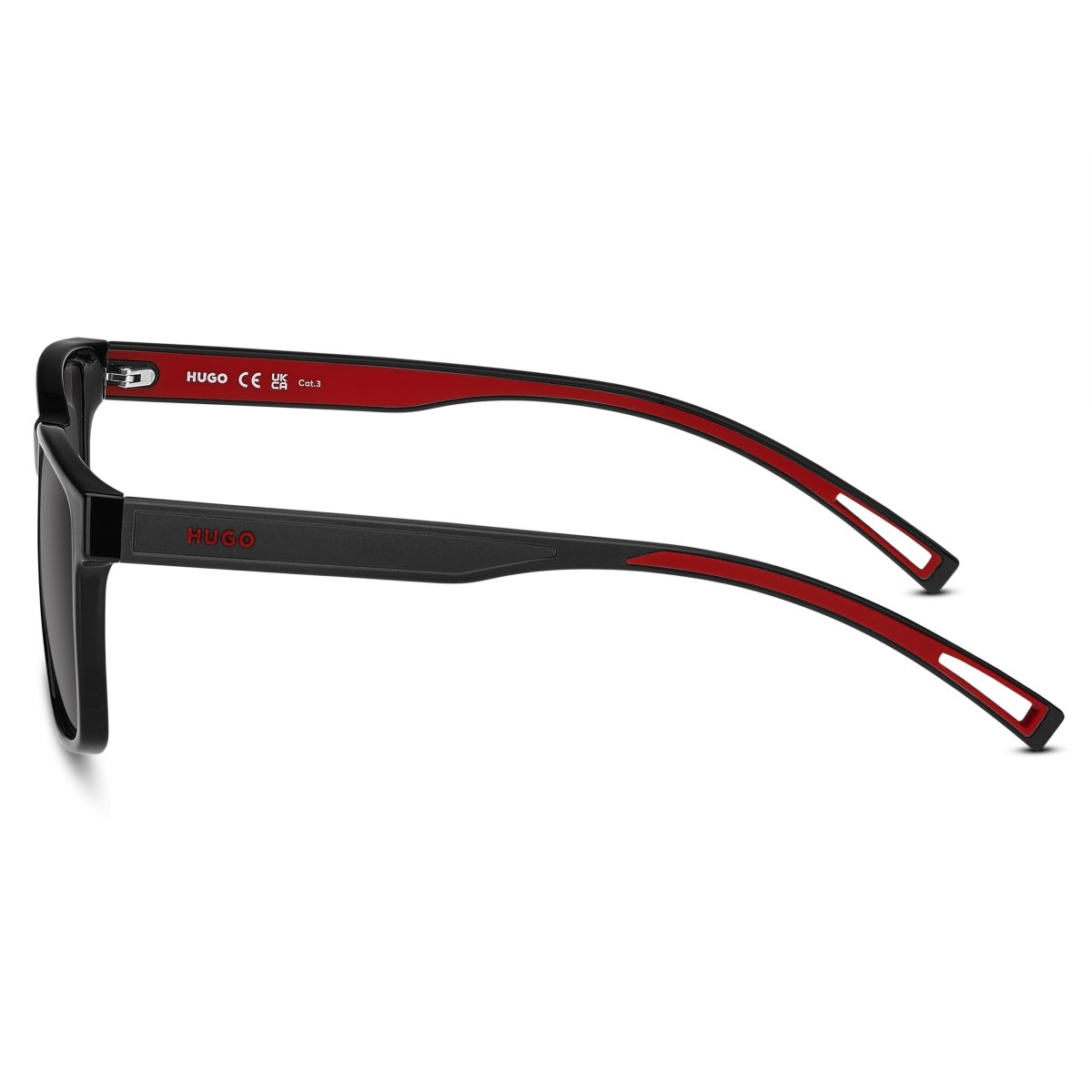Oculos Solar Hugo Hg1369/s 807 57 Preto Brilho Lente Cinza Preto/Vermelho 3