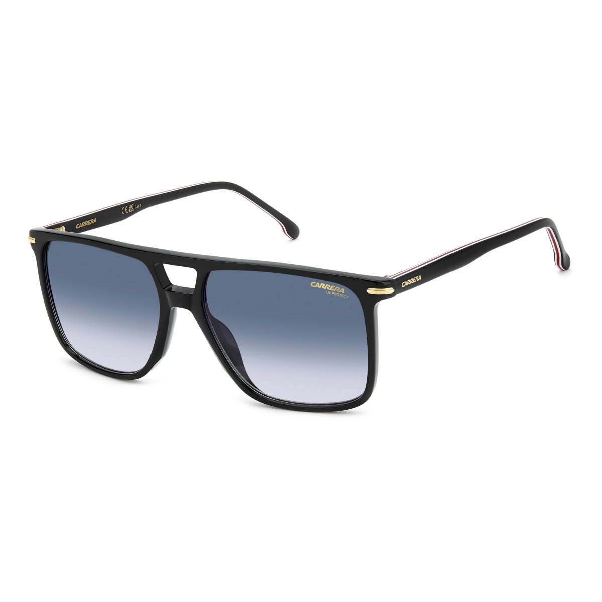 Oculos Solar Carrera 366/s Oit 59 Preto Brilho Lente Azul Degrade