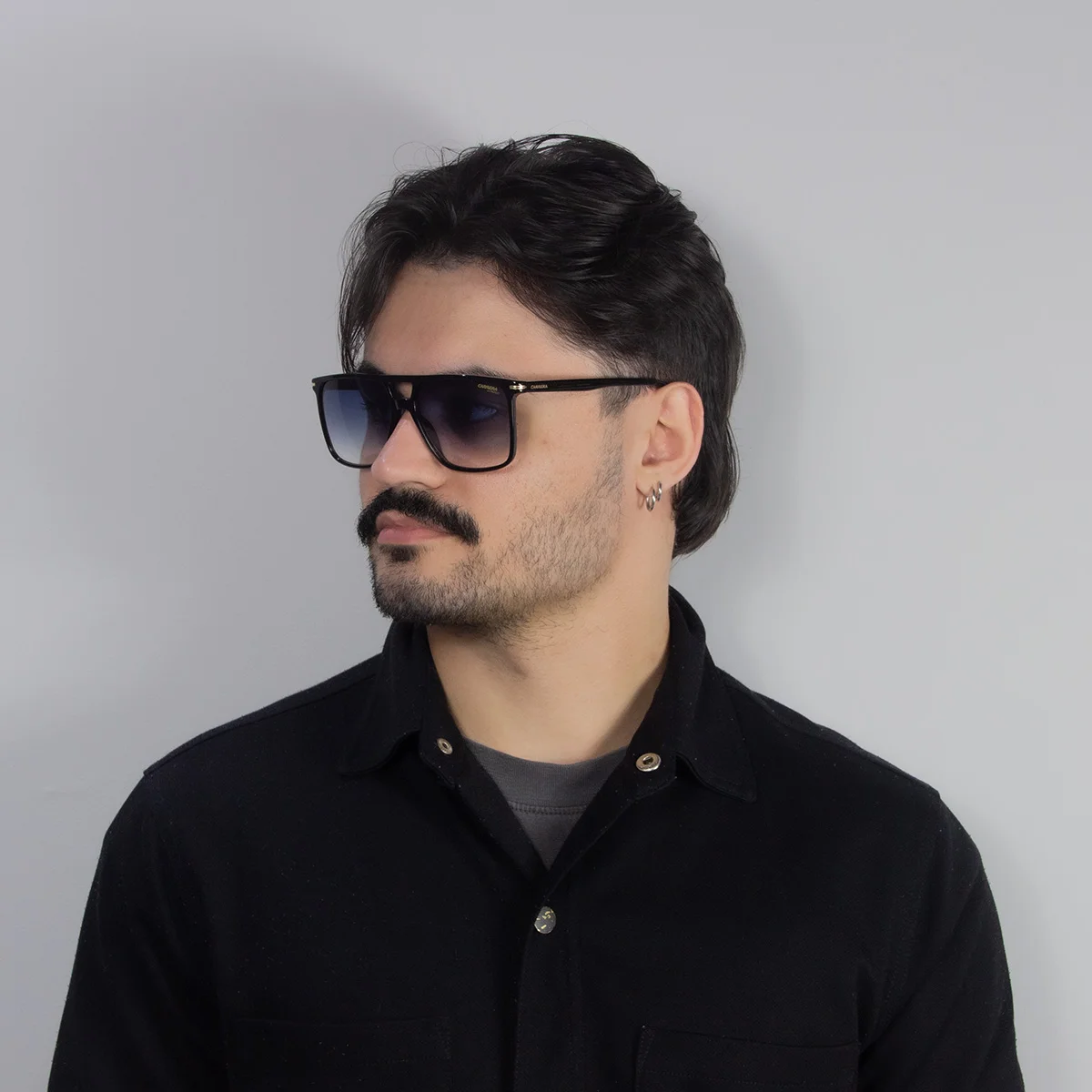 Oculos Solar Carrera 366/s Oit 59 Preto Brilho Lente Azul Degrade Preto 5