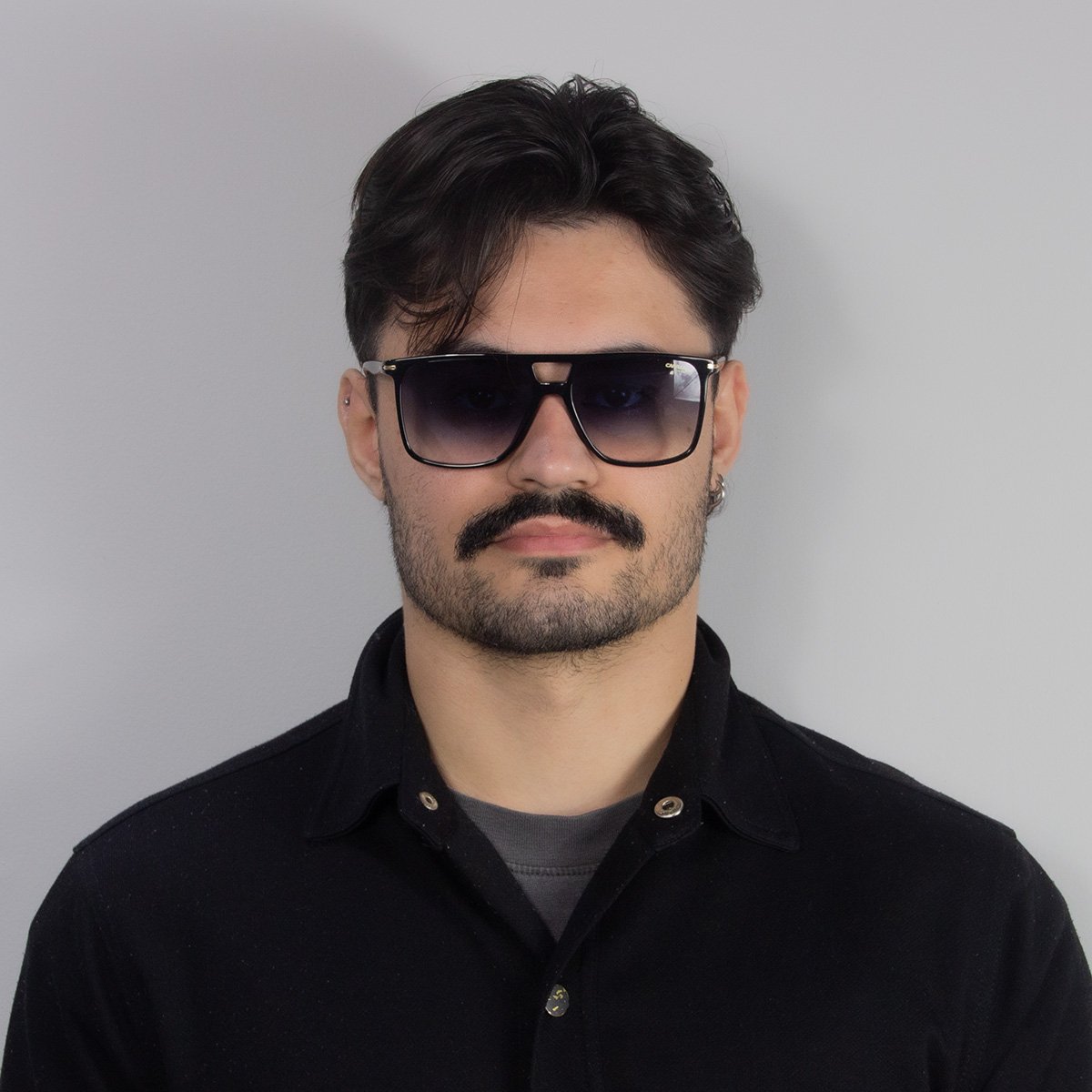 Oculos Solar Carrera 366/s Oit 59 Preto Brilho Lente Azul Degrade Preto 6