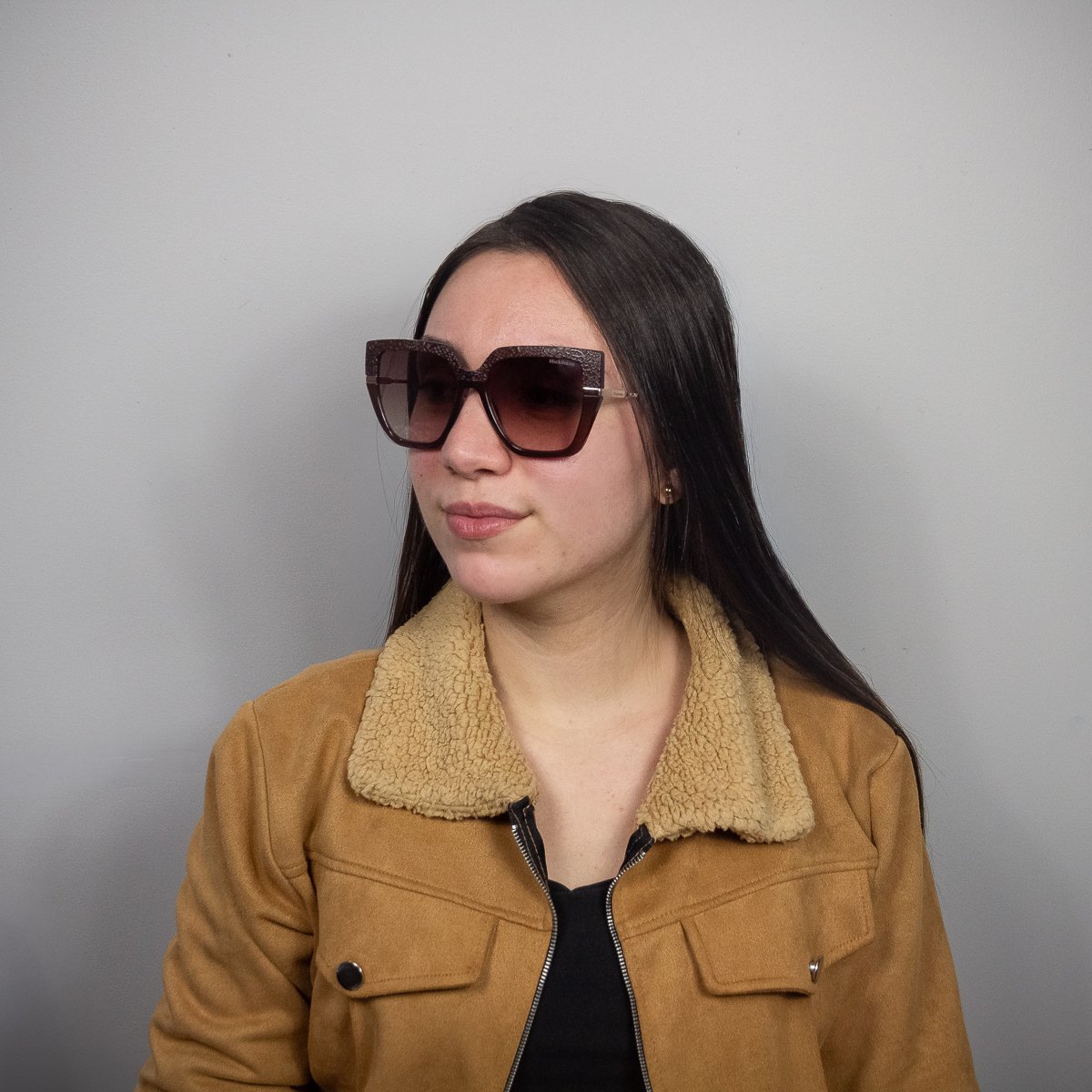 Oculos Solar Hickmann Peonia 1 G02 Marrom Translucido Lente Marrom Degrade Marrom 6