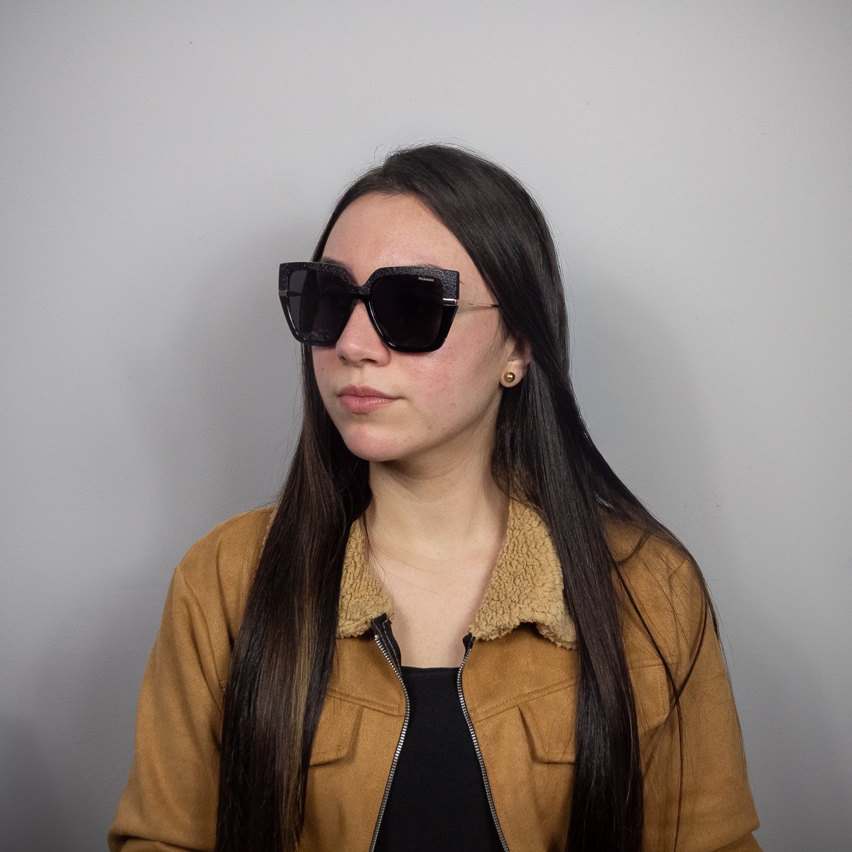 Oculos Solar Hickmann Peonia 1 A01 Preto Fosco Lente Cinza Preto 5