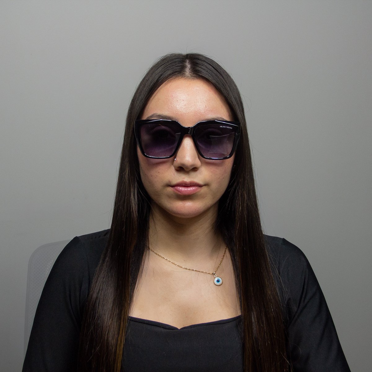 Oculos Solar Milano Vizzano Ouro 226/sl C100 Preto Brilho Lente Cinza Degrade Preto 5