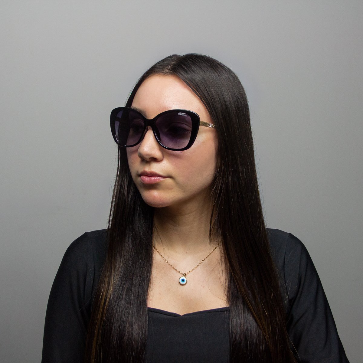 Oculos Solar Milano Vizzano Ouro 17/s Av234 Preto Brilho Lente Cinza Degrade Preto 6