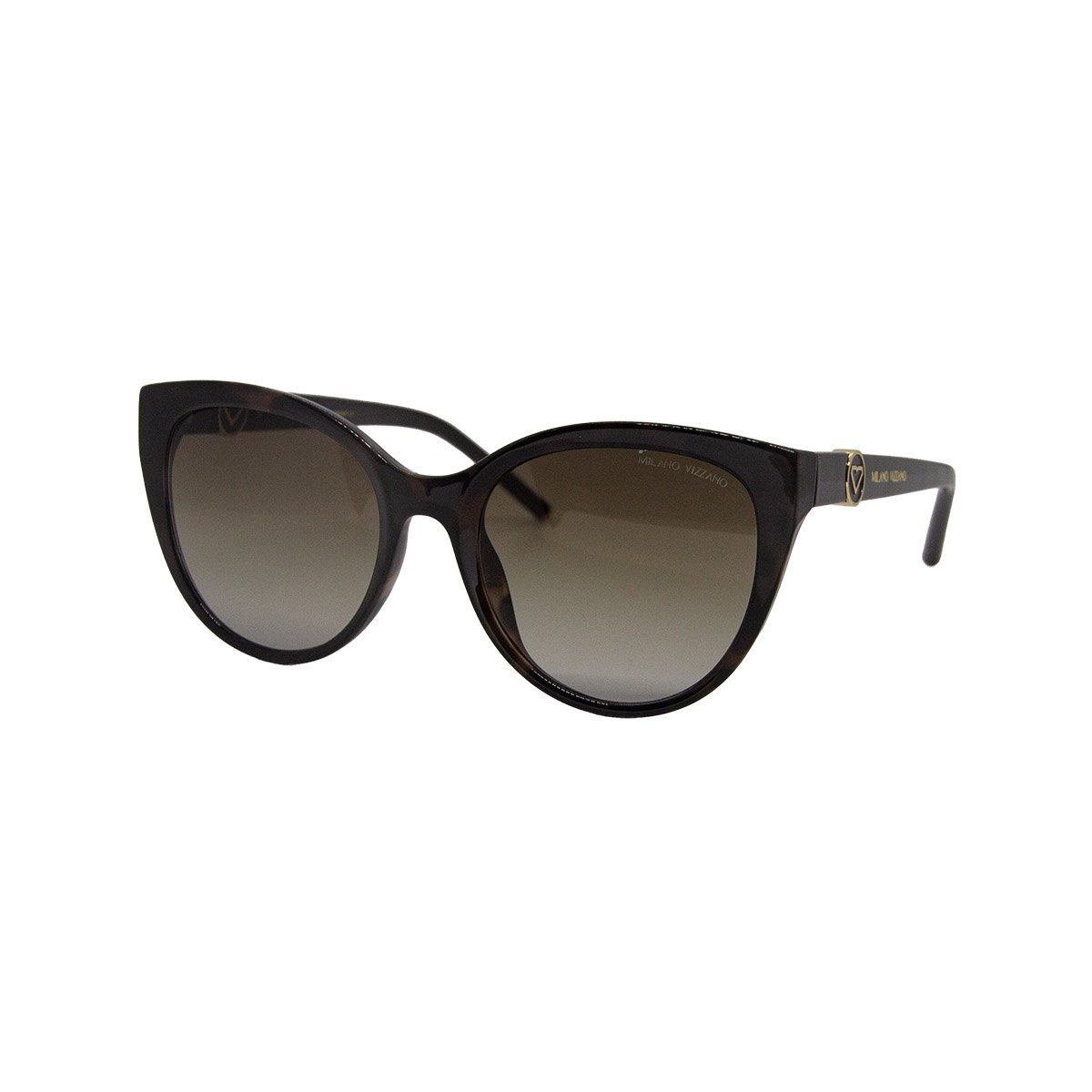 Oculos Solar Milano Vizzano Ouro 230/sl C300 Marrom Brilho Demi Lente Marrom Degrade