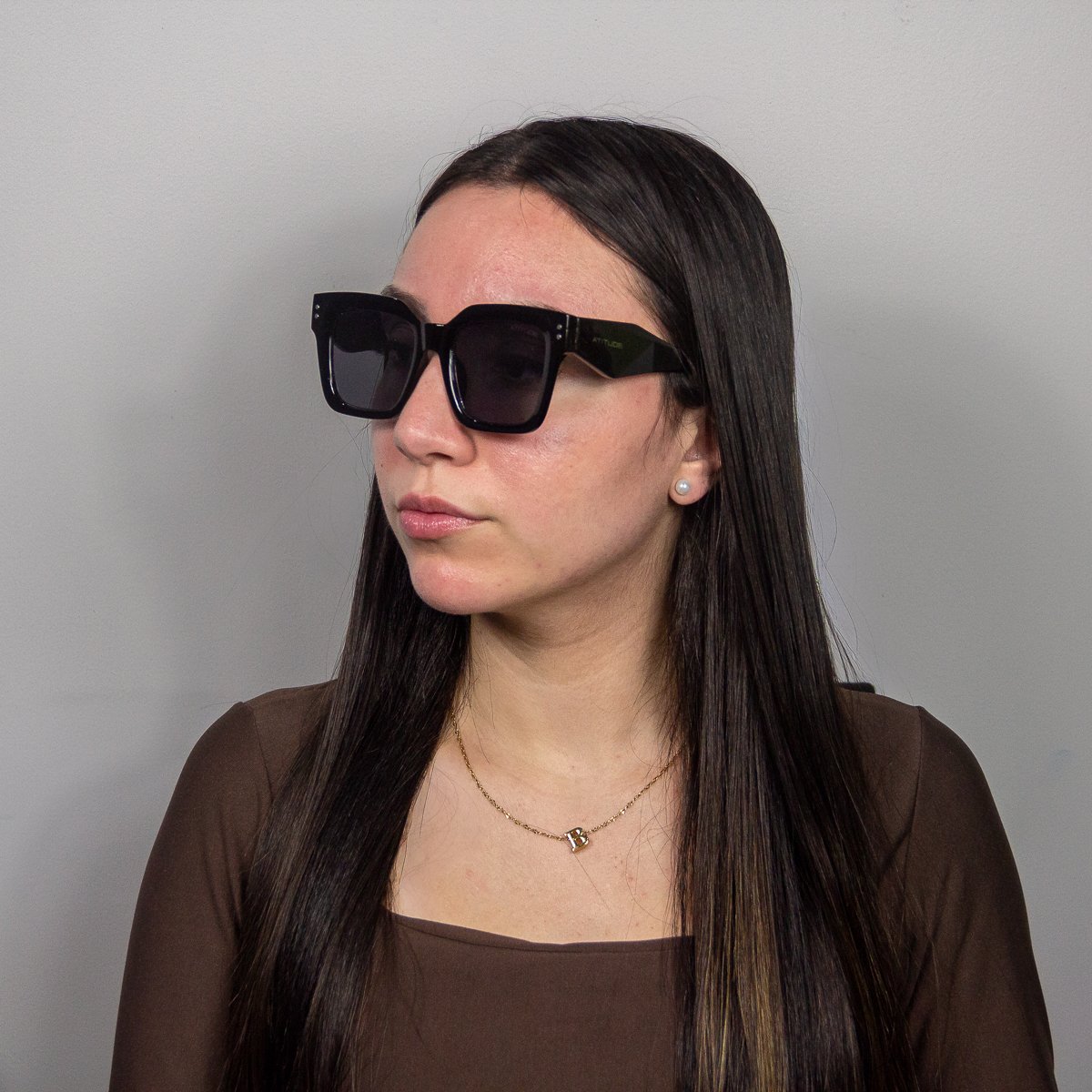 Oculos Solar Atitude At8153 A01 Preto Brilho Lente Cinza Preto 5