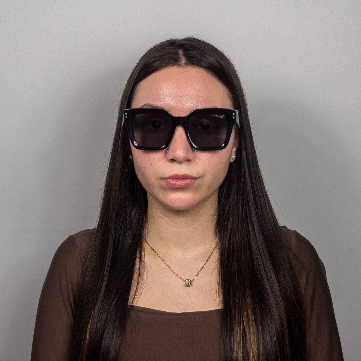 Oculos Solar Atitude At8153 A01 Preto Brilho Lente Cinza Preto 6