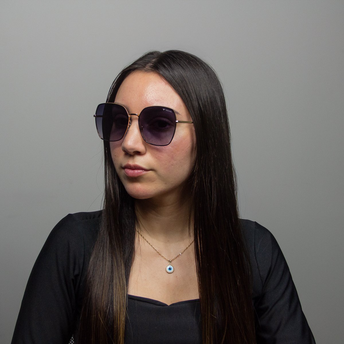 Oculos Solar Milano Vizzano Ouro 29/s Av234 Preto Brilho Lente Cinza Degrade Preto 5