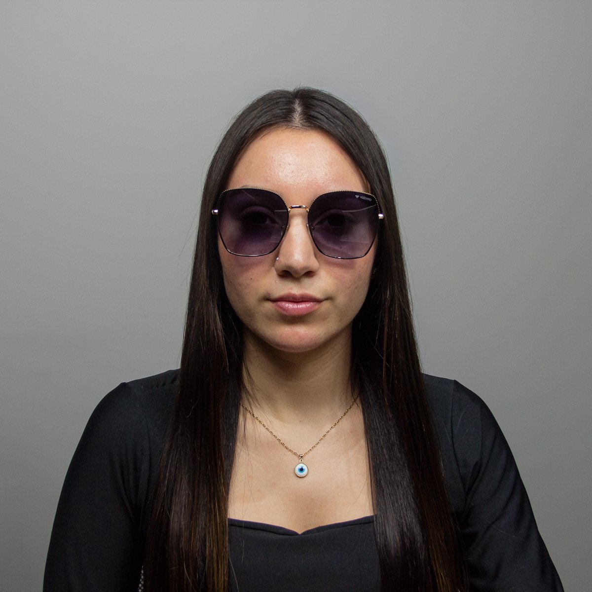 Oculos Solar Milano Vizzano Ouro 29/s Av234 Preto Brilho Lente Cinza Degrade Preto 6