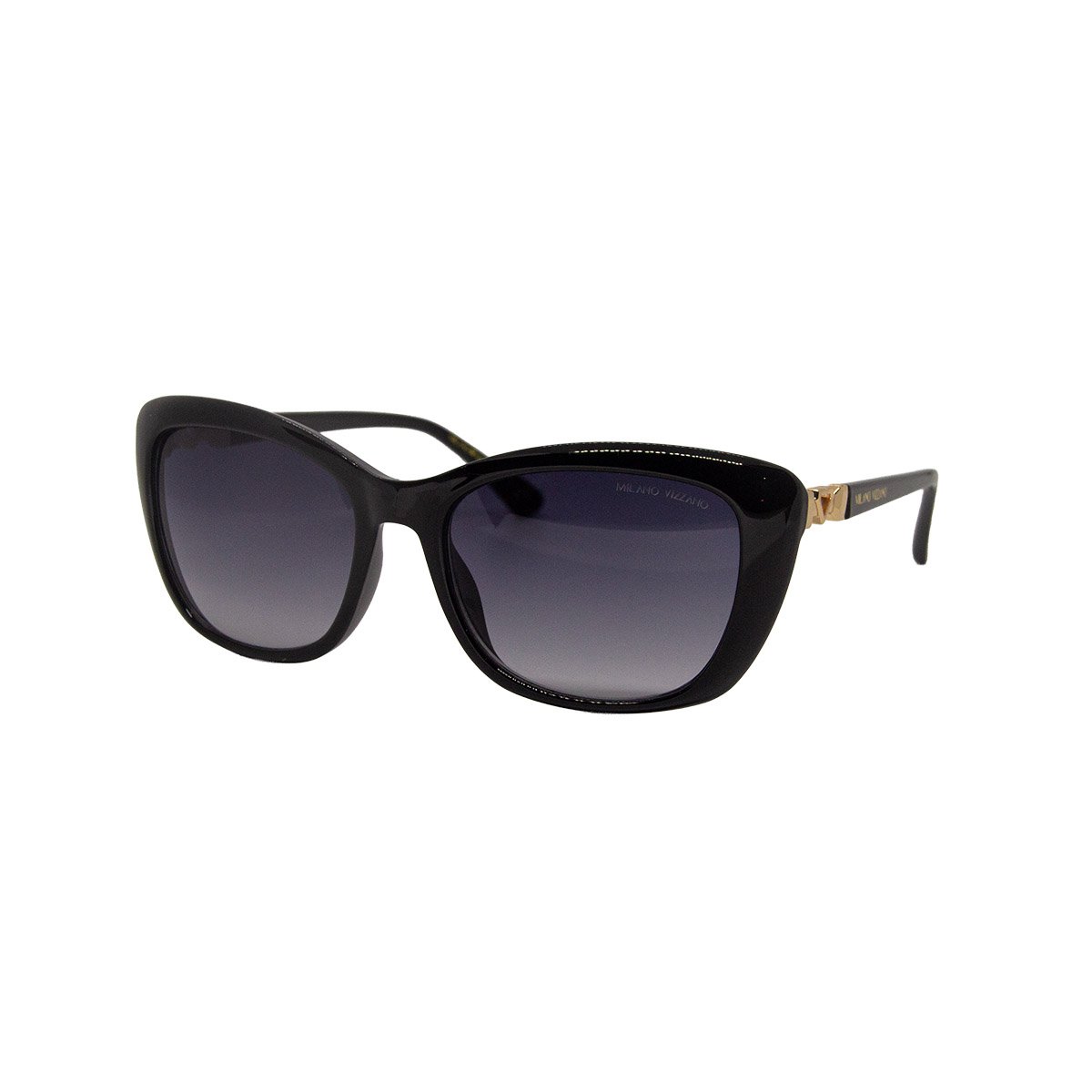 Oculos Solar Milano Vizzano Ouro 213/sl C300 Preto Brilho Lente Cinza Degrade