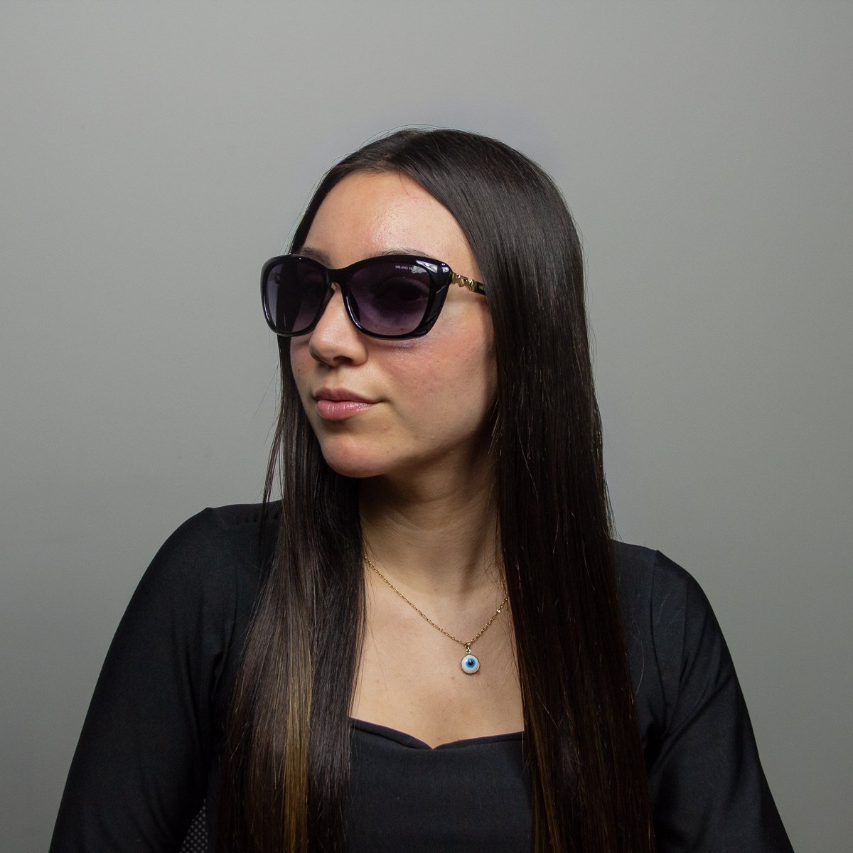 Oculos Solar Milano Vizzano Ouro 213/sl C300 Preto Brilho Lente Cinza Degrade Preto 5