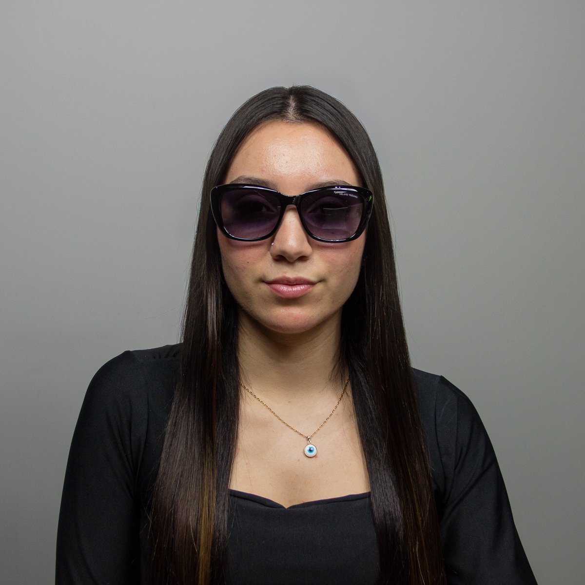 Oculos Solar Milano Vizzano Ouro 213/sl C300 Preto Brilho Lente Cinza Degrade Preto 6