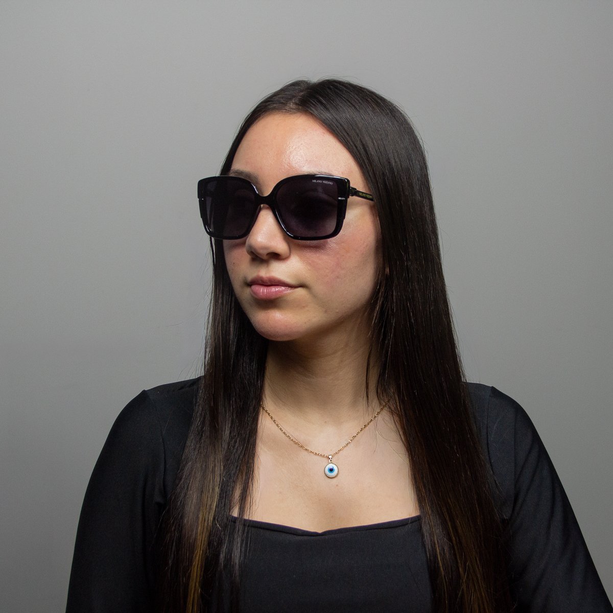 Oculos Solar Milano Vizzano Ouro 188/sl C300 Preto Brilho Lente Preto 5