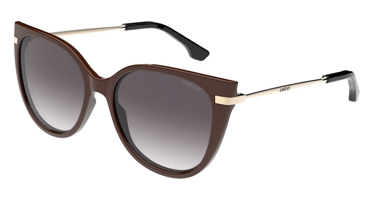 Oculos Solar Colcci Giulia C0203j0833 Marrom Brilho Lente Cinza Degrade