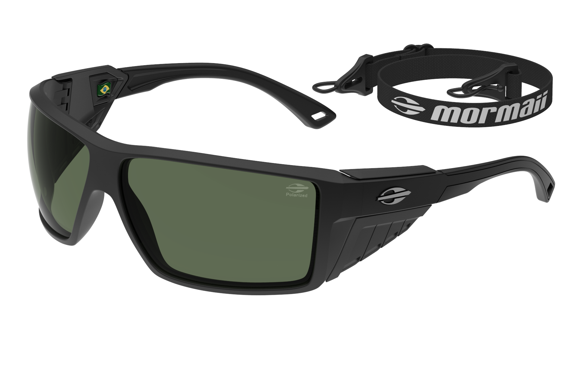 Oculos Solar Mormaii Side Shield S M0164a1489 Preto Fosco Lente Verde Polarizada cat1