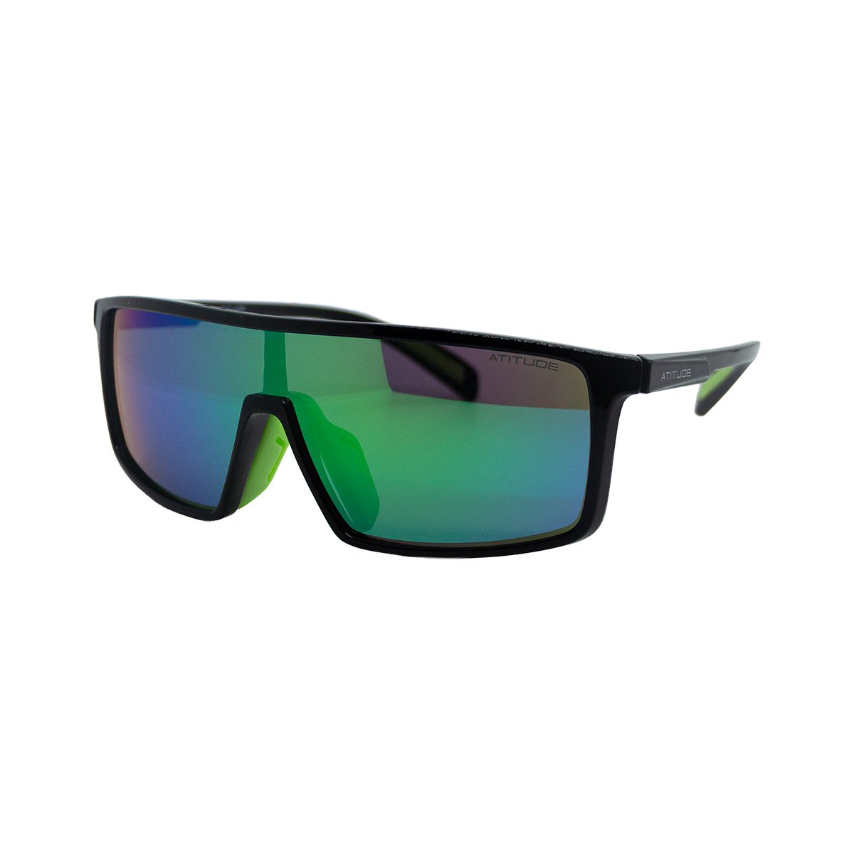 Oculos Solar Atitude At8161m A01s Preto Brilho Lente Verde Espelhada