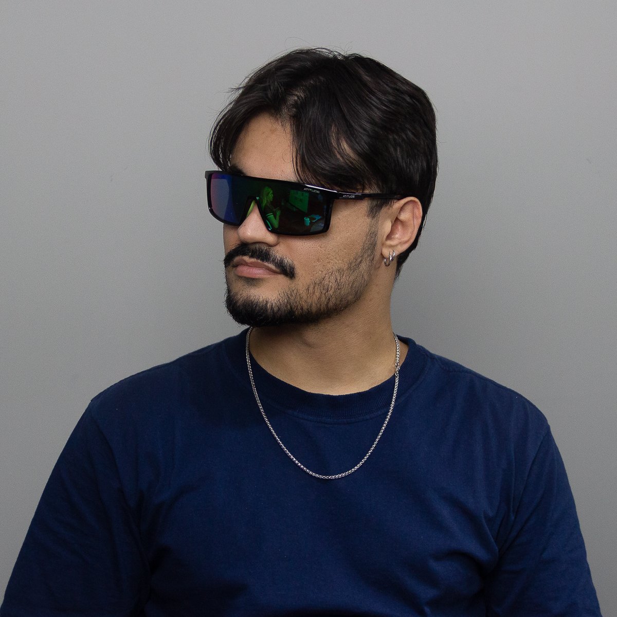 Oculos Solar Atitude At8161m A01s Preto Brilho Lente Verde Espelhada Preto 5