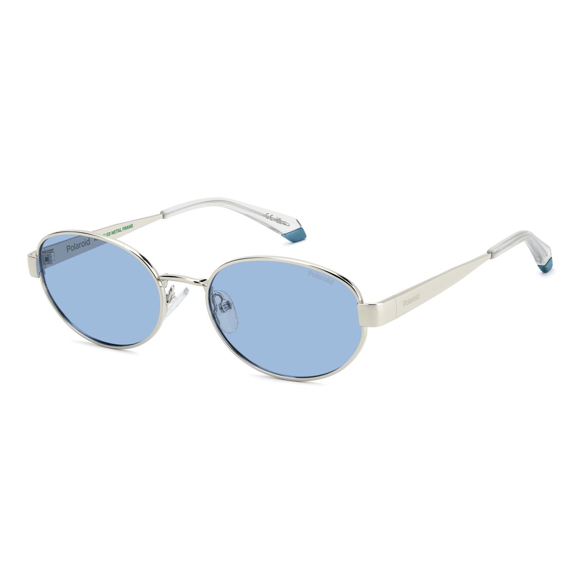 Oculos Solar Polaroid Pld6254/s/x 010 55 Prata Brilho Lente Azul Polarizada
