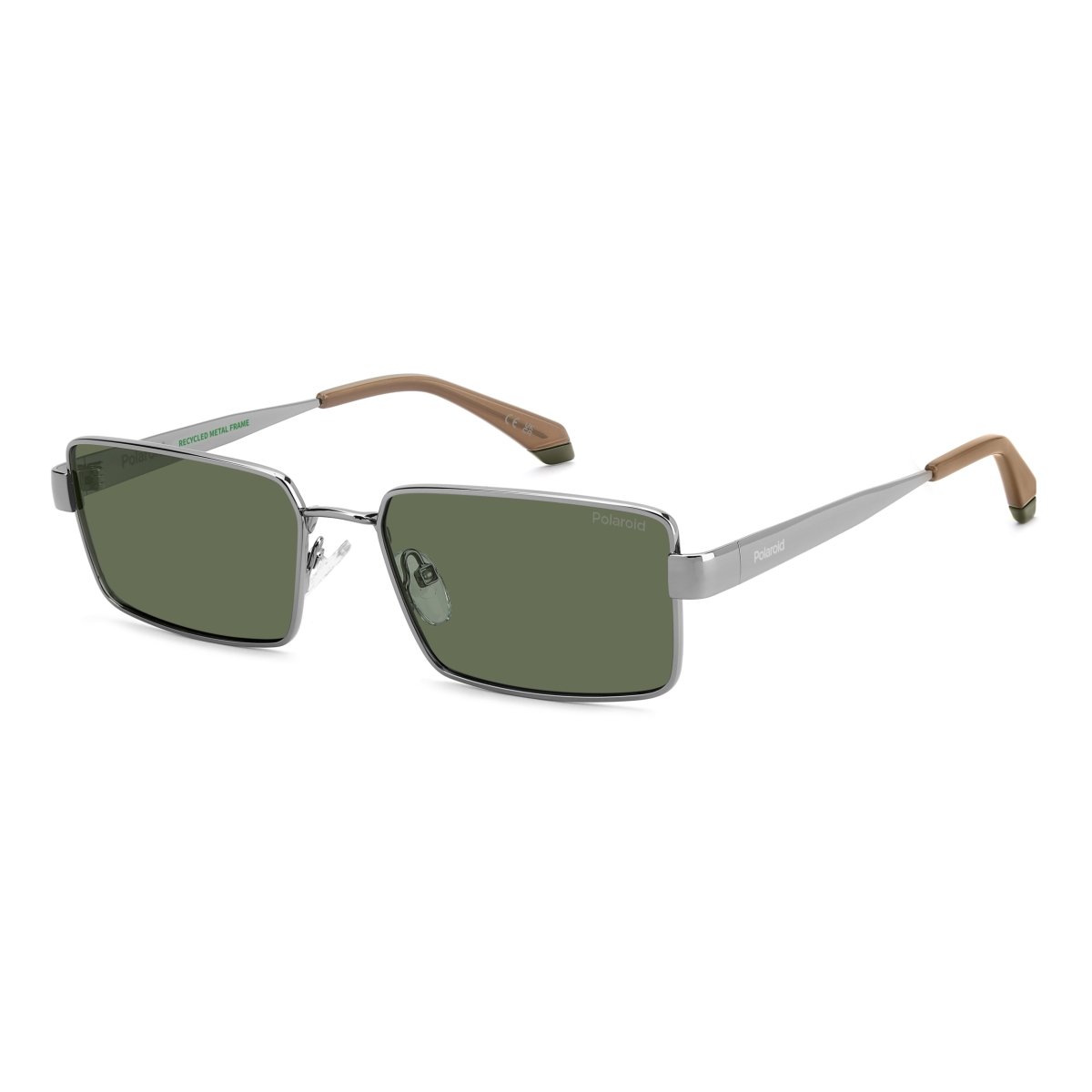 Oculos Solar Polaroid Pld6255/s/x 6lb 56 Prata Brilho Lente Verde Polarizada