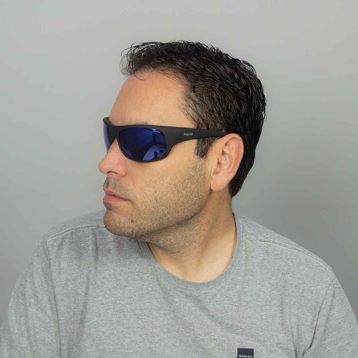 Oculos Solar Polaroid 07886 0035x 66 Preto Fosco Lente Azul Espelhada Polarizada Preto 5