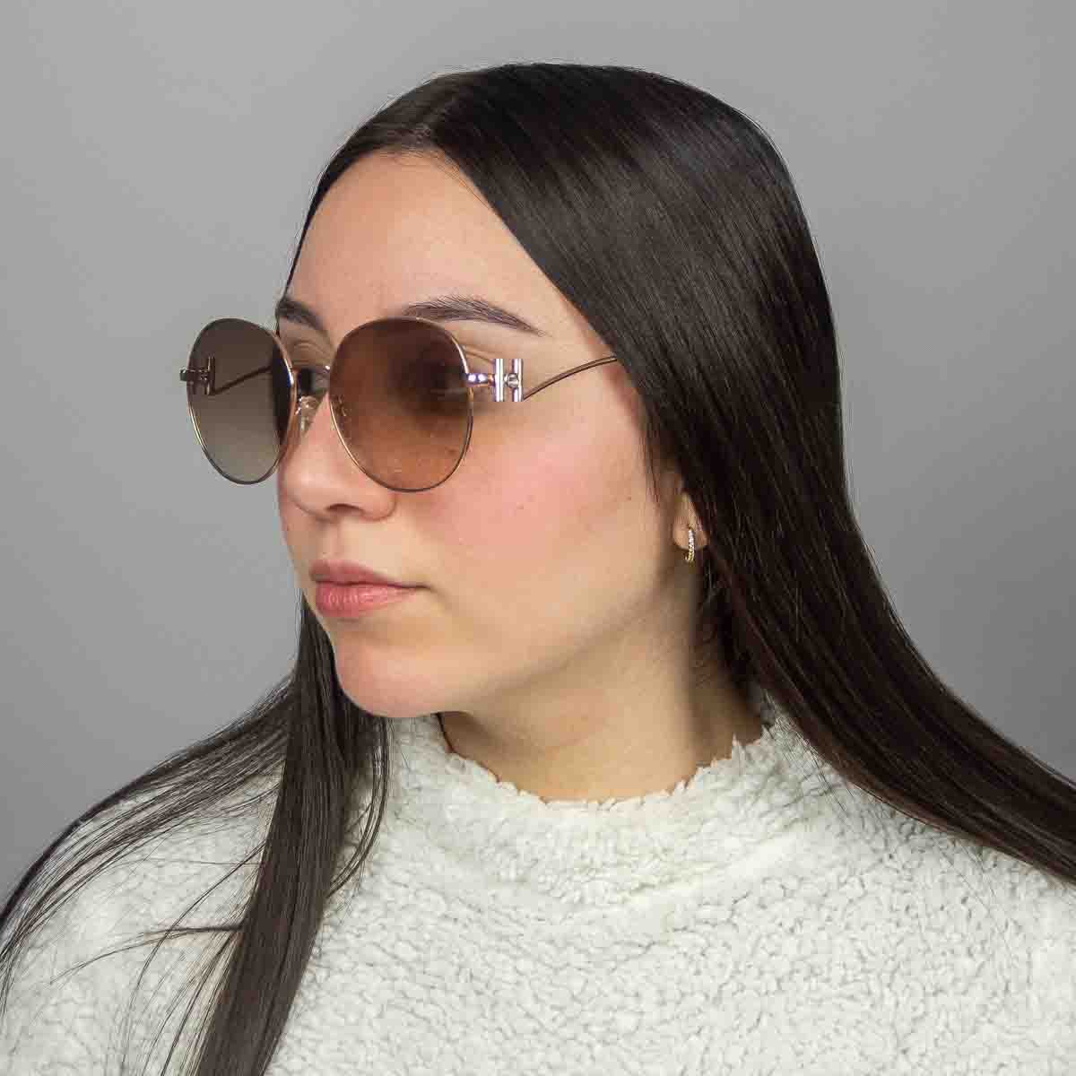 Oculos Solar Hickmann Hi30004 05a Rose Brilho Lente Marrom Degrade Rosa 5