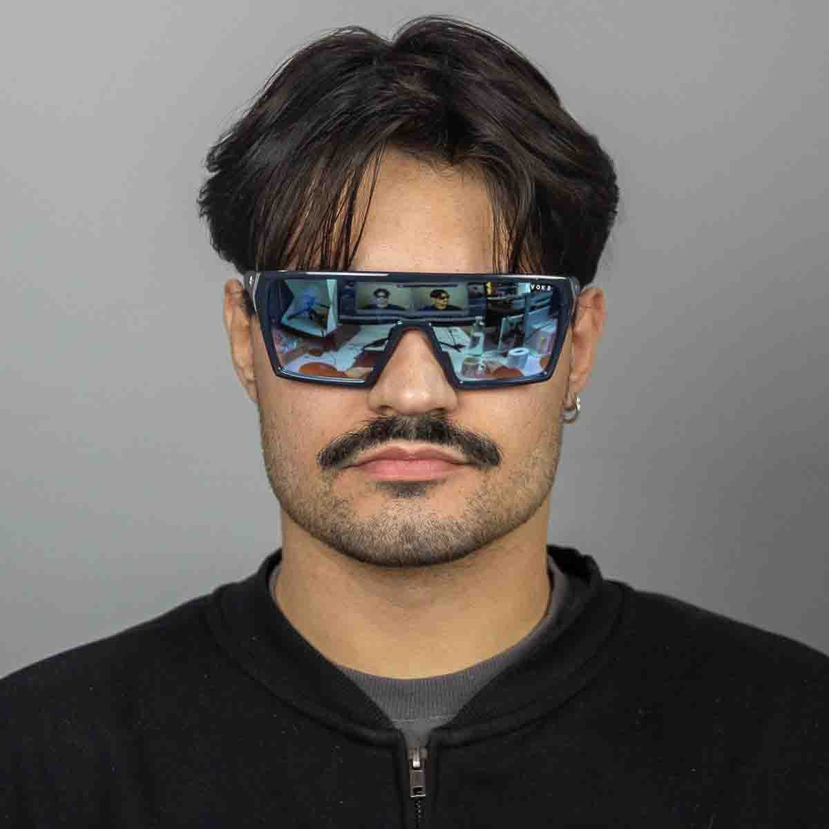 Oculos Solar Evoke Bionic Alfa A03s Azul Brilho Lente Azul Degrade Espelhada Azul 4