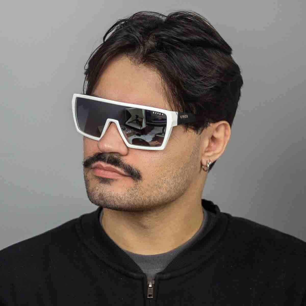 Oculos Solar Evoke Bionic Alfa Ba01s Branco Brilho Lente Prata Degrade Espelhada Branco 5