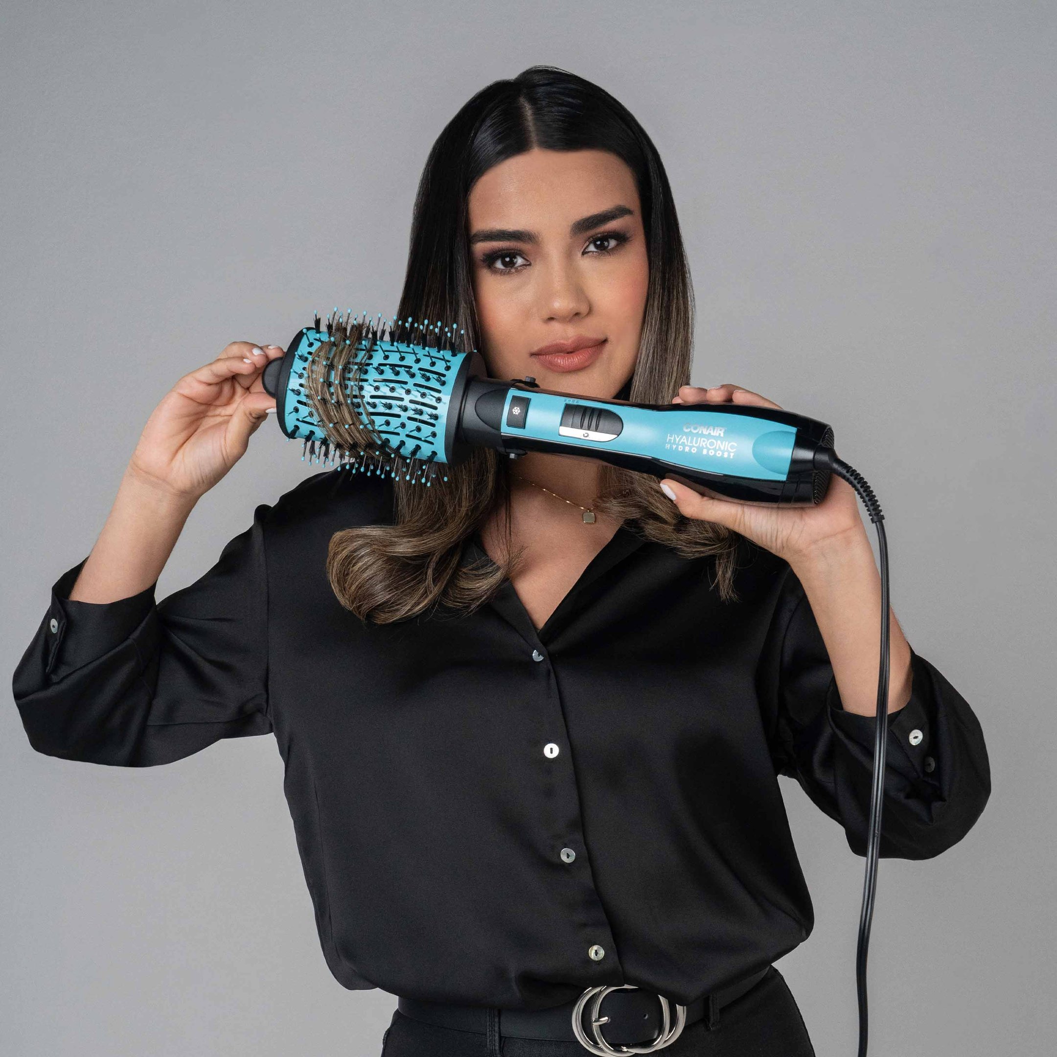 Escova Secadora e Modeladora Hyaluronic Conair Azul 6