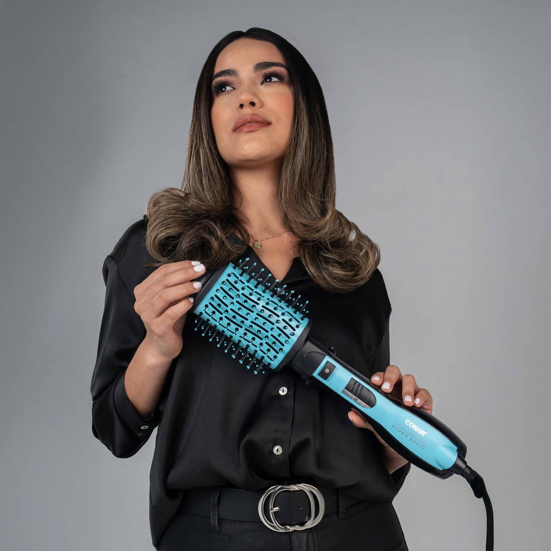 Escova Secadora e Modeladora Hyaluronic Conair Azul 9