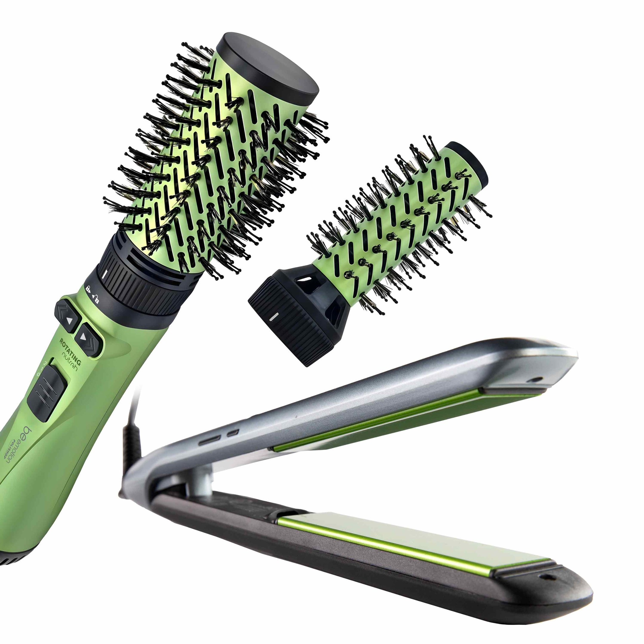 Escova Rotating Nutrah e Prancha de Cabelo Shine Nutrah Be Emotion Preto 2