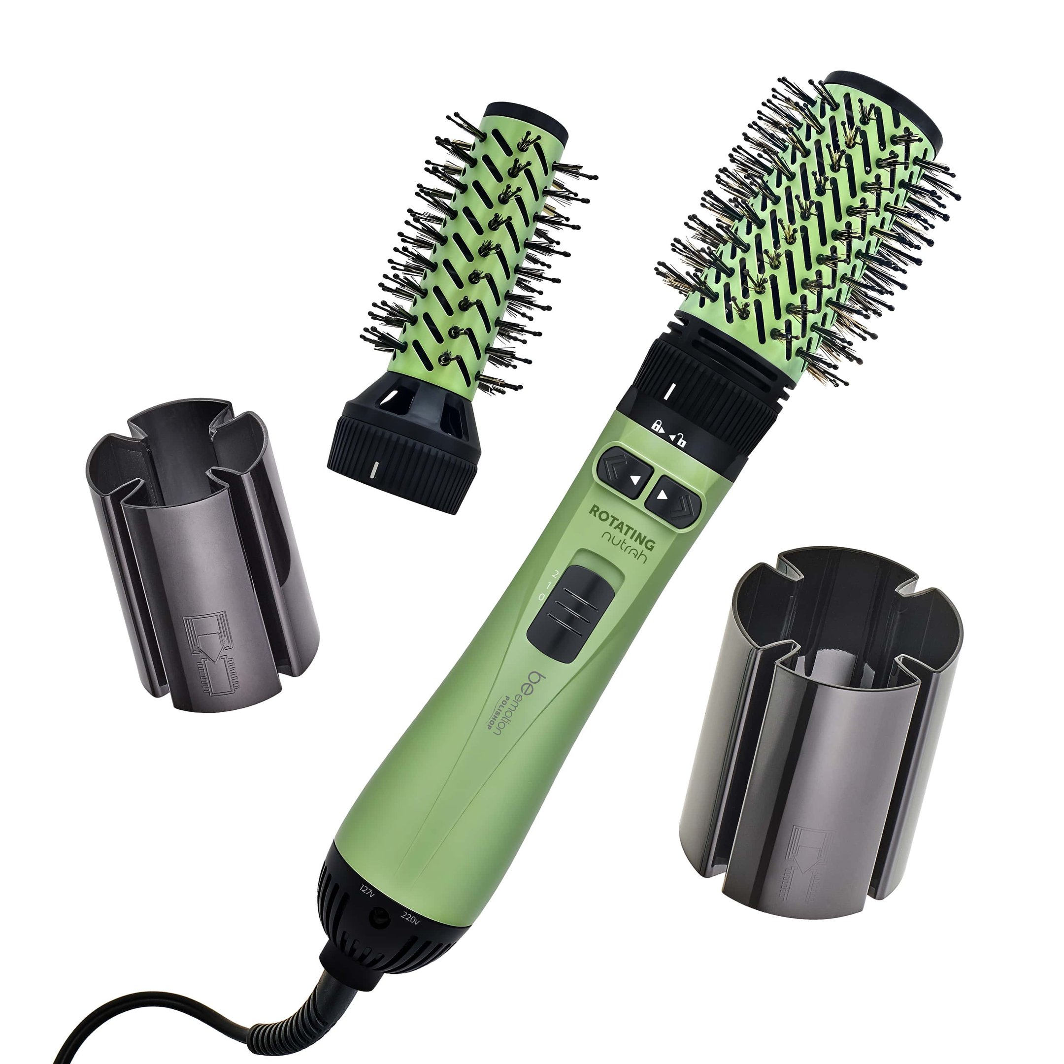 Escova Rotating Nutrah e Prancha de Cabelo Shine Nutrah Be Emotion Preto 3
