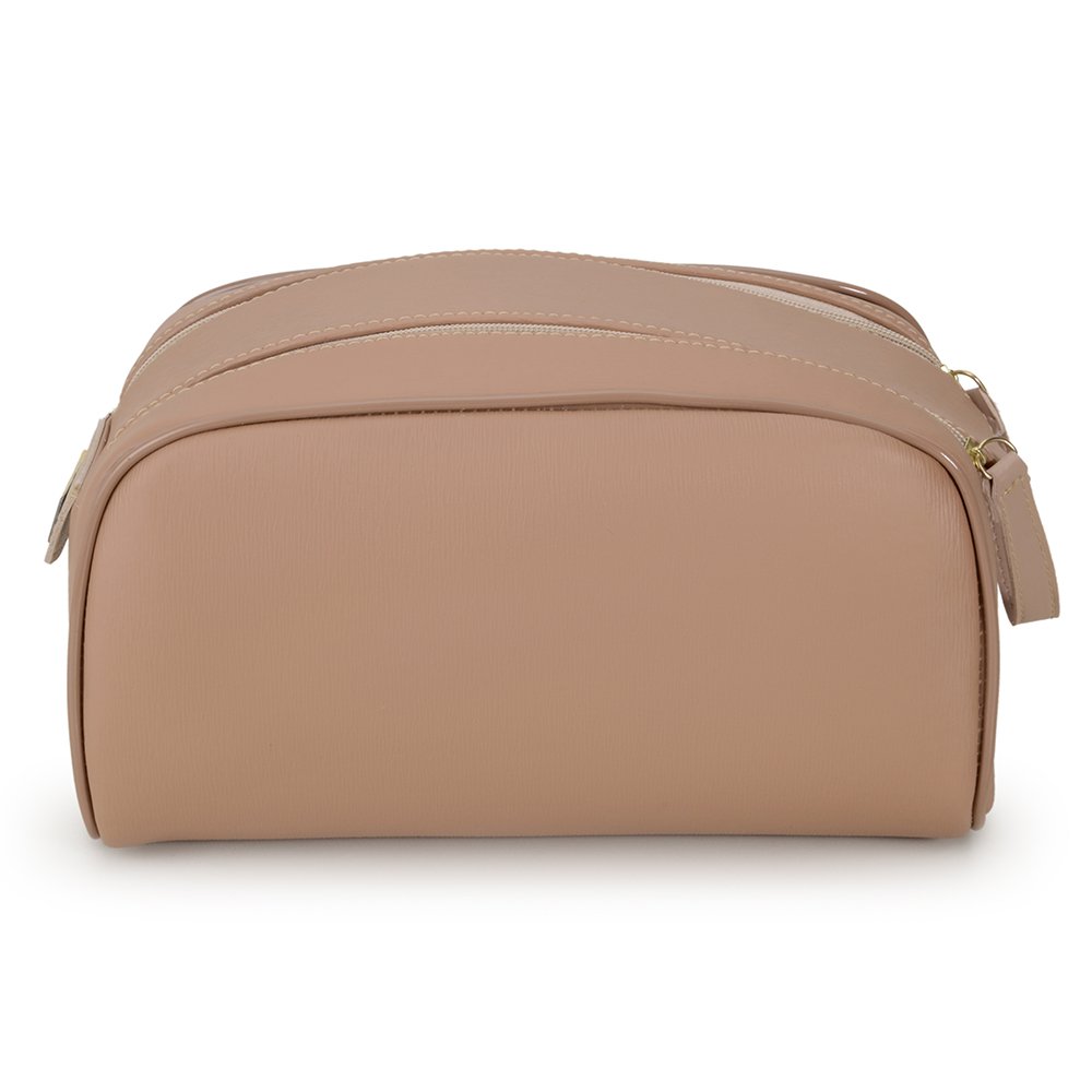 Kit Mochila Haldrys Media Textura com Bolsos Ziper e Necessaire Bege 6