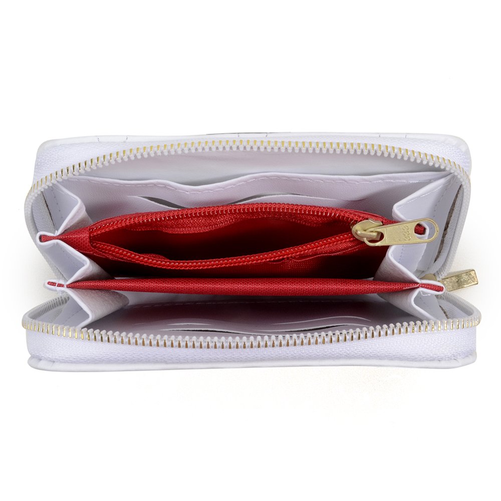 Carteira Haldrys Pequena em Verniz Detalhe Matelasse Ziper e Repartições Branco 3