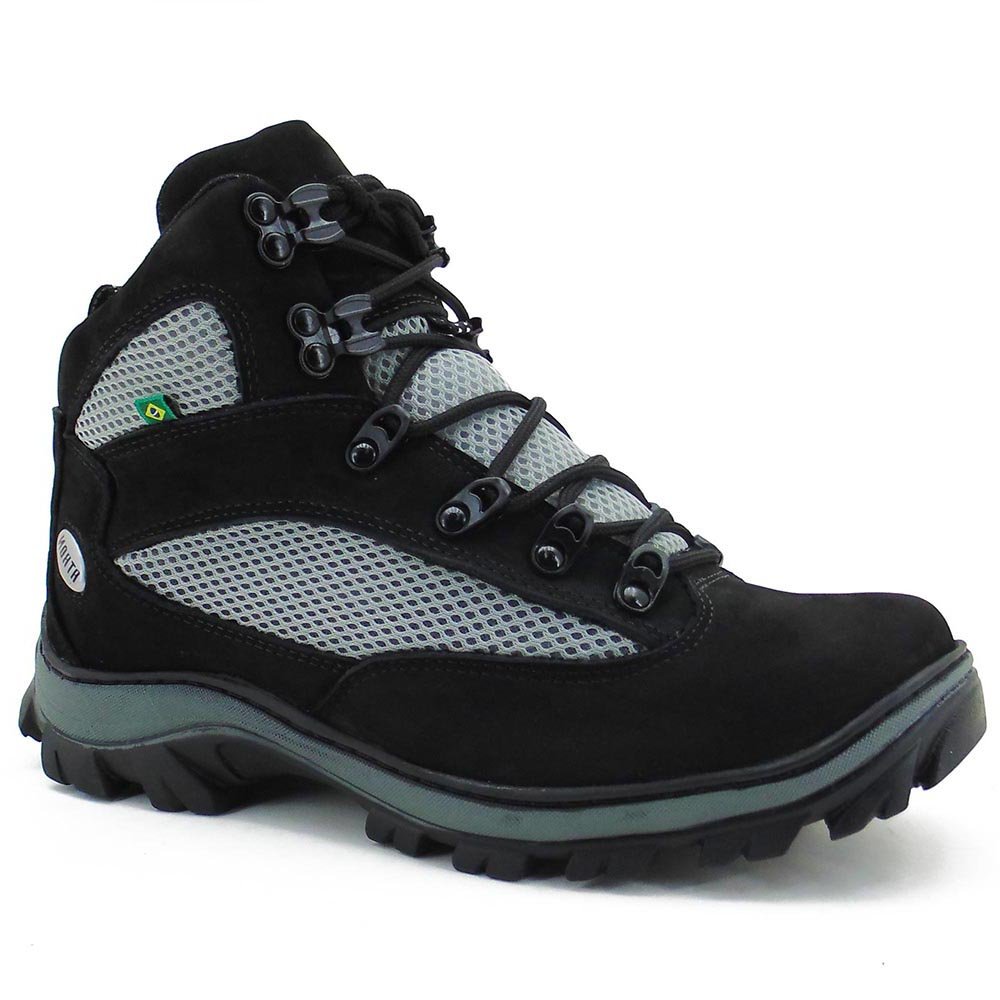 Bota Coturno Adventure em Couro Atron com Recortes e Sola Robusta Preto 1