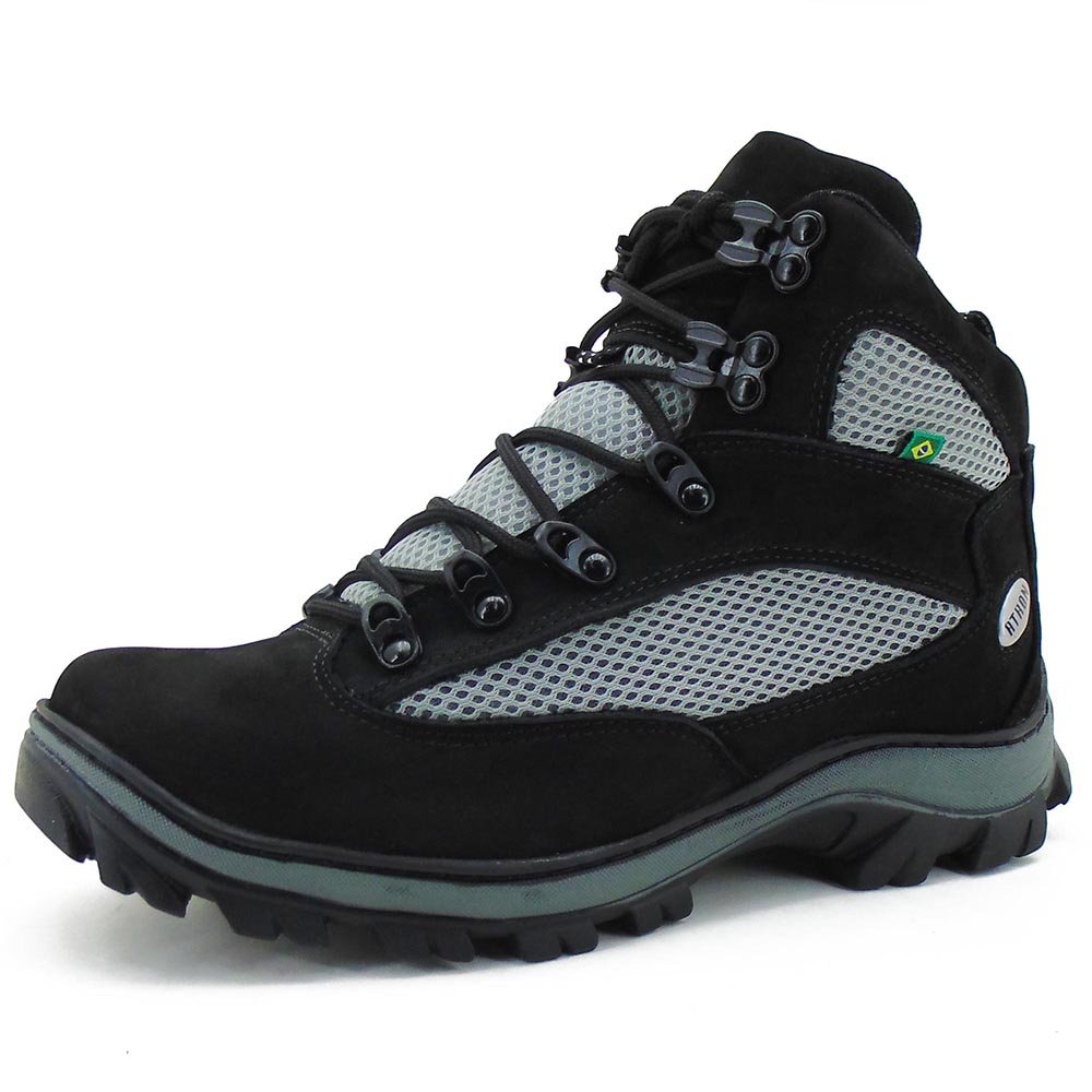 Bota Coturno Adventure em Couro Atron com Recortes e Sola Robusta Preto 2