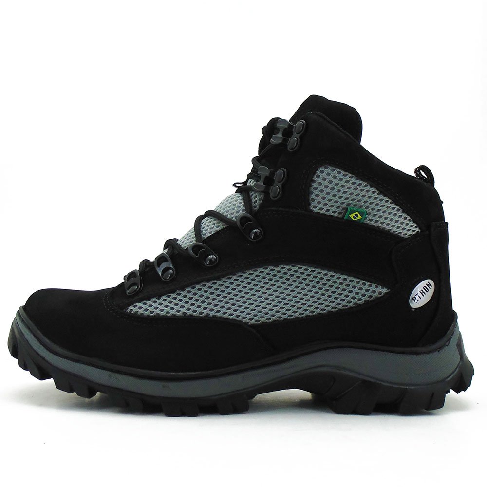 Bota Coturno Adventure em Couro Atron com Recortes e Sola Robusta Preto 3