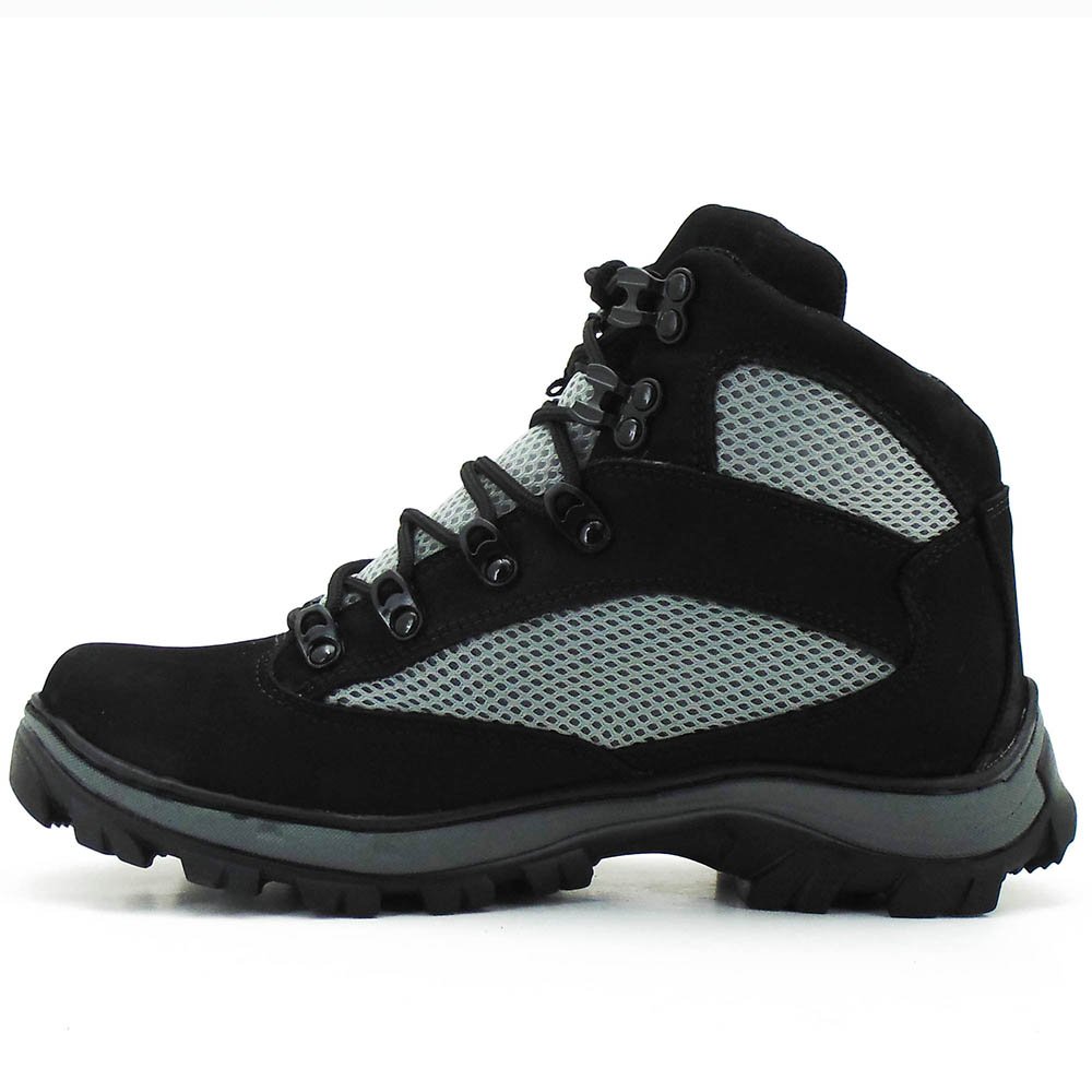 Bota Coturno Adventure em Couro Atron com Recortes e Sola Robusta Preto 4