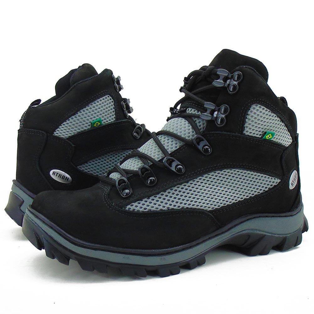 Bota Coturno Adventure em Couro Atron com Recortes e Sola Robusta Preto 5