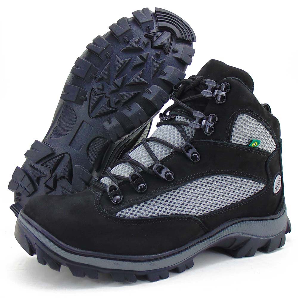 Bota Coturno Adventure em Couro Atron com Recortes e Sola Robusta Preto 6