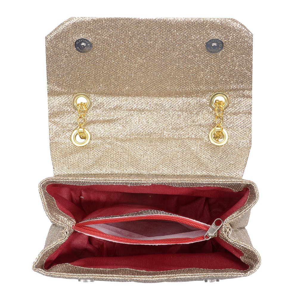 Bolsa Pequena Transversal Haldrys Texturizada com Alça Corrente Dourado 4