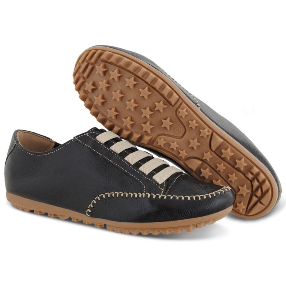 Sapatênis Casual em Couro Haldrys com Elastico Detalhe Costura e Sola Borracha Preto 3