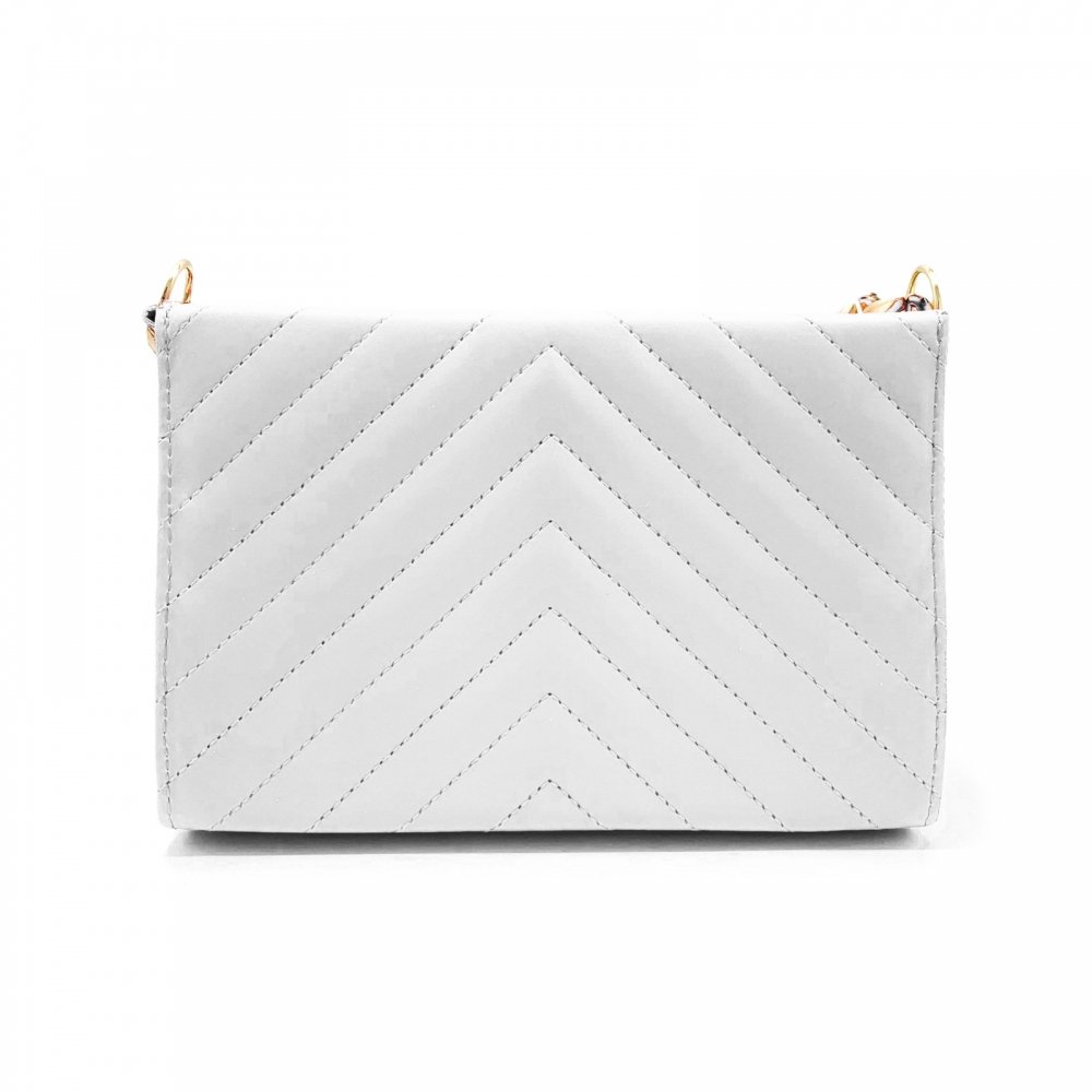 Bolsa Clutch Festa Haldrys Detalhes Alça Dourada Fixa e Alça Removivel Branco 6